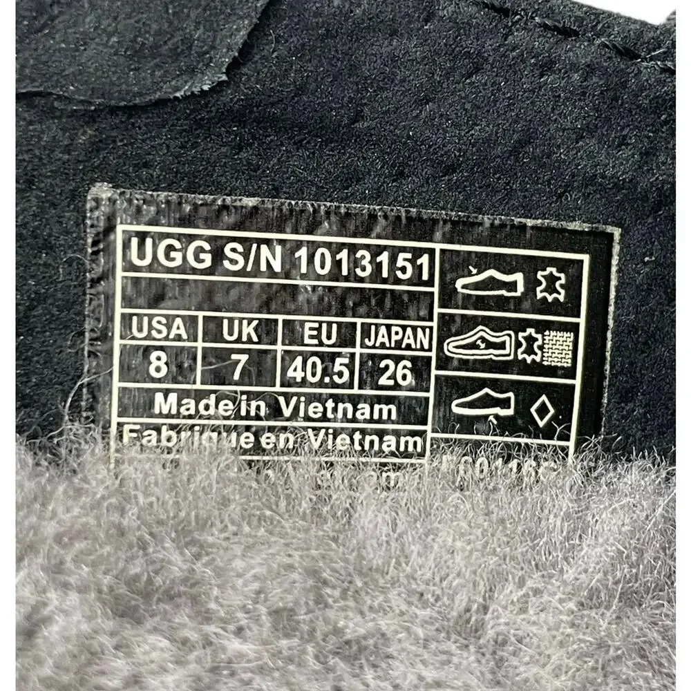 UGG Hunley Moccasin Black Leather Men’s 8 Sheepskin Insole Indoor Outdoor Loafer